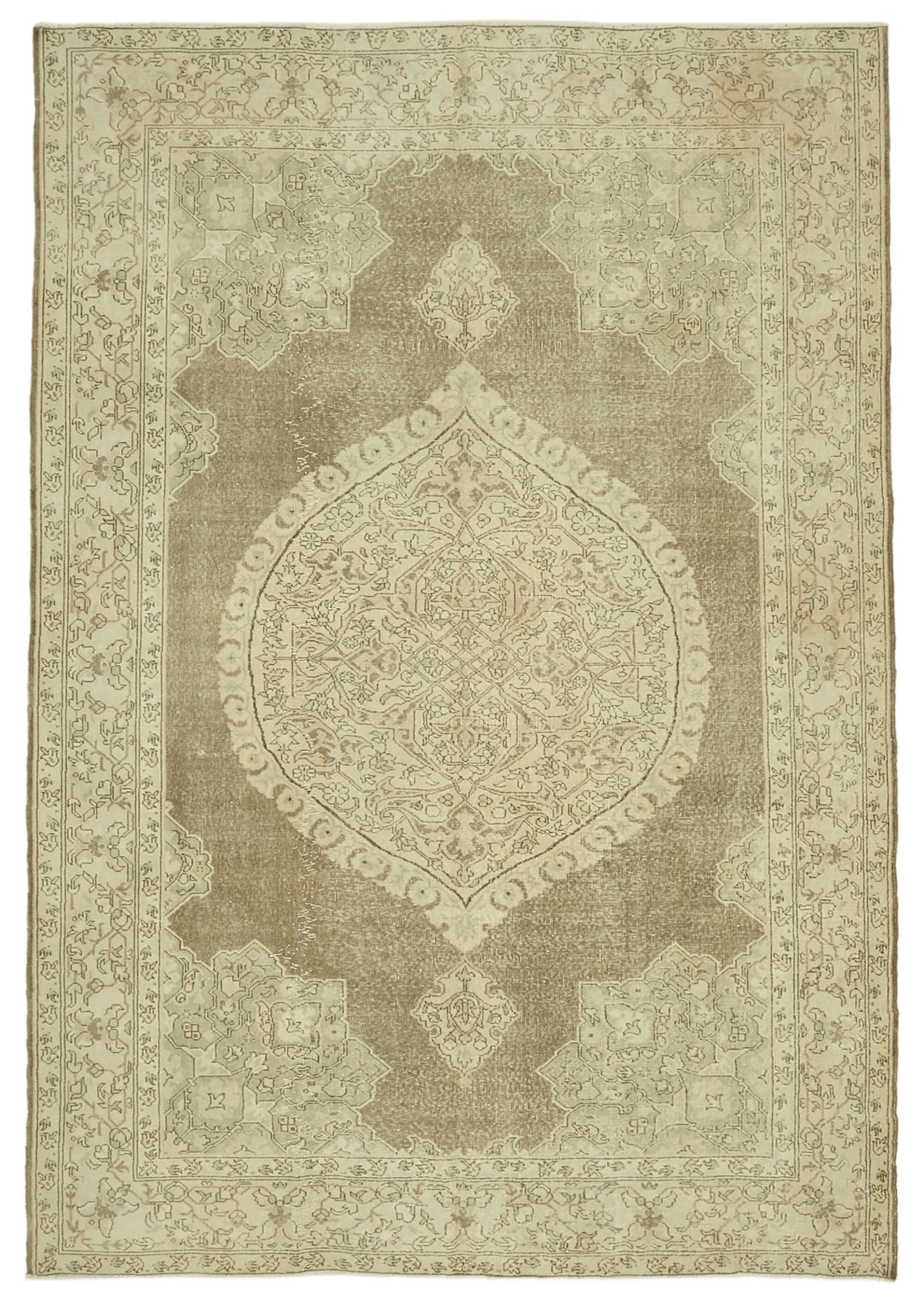 8x11 Beige Vintage Large Area Rug - 46406