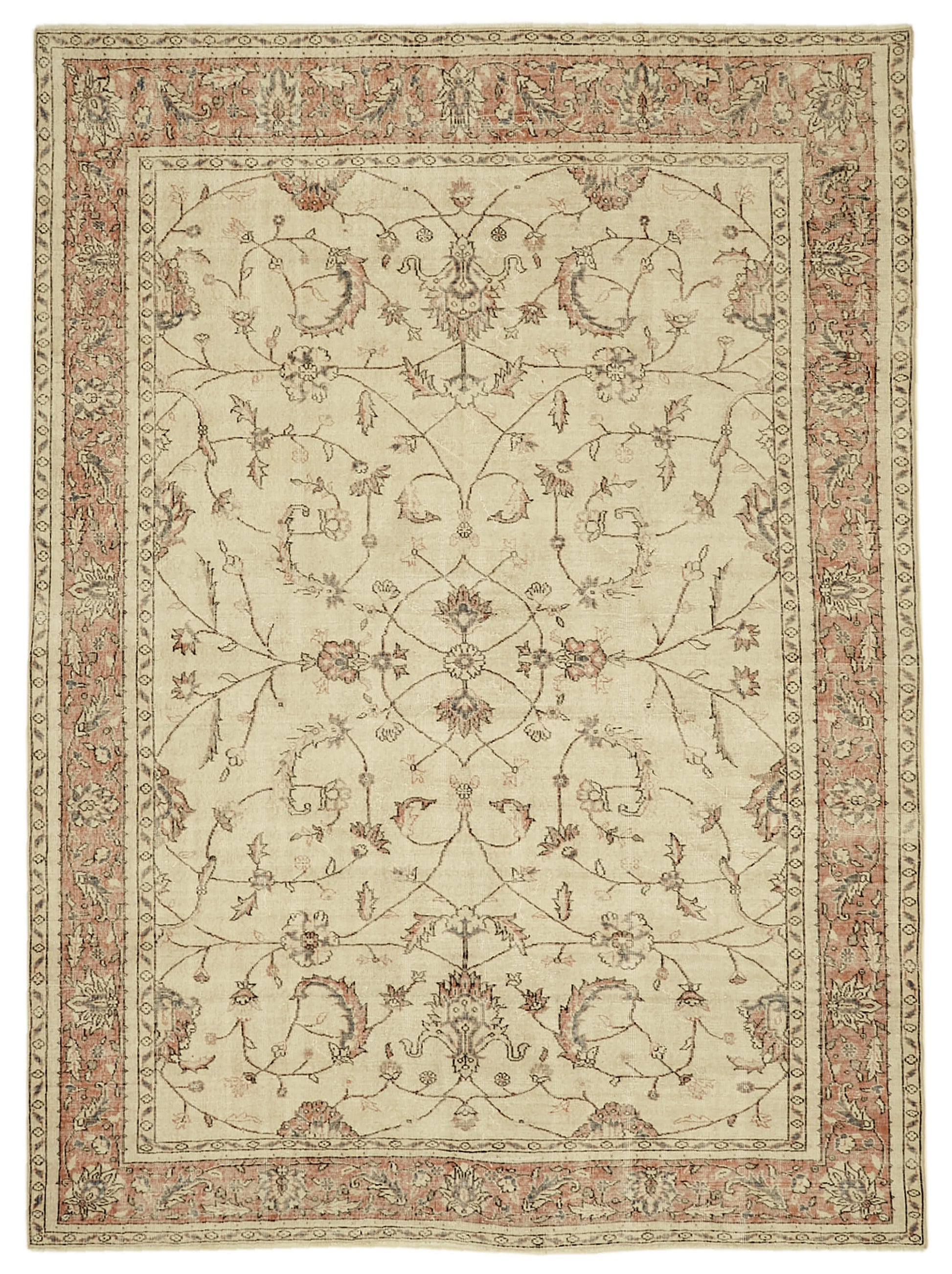 8x11 Beige Vintage Large Area Rug - 46419