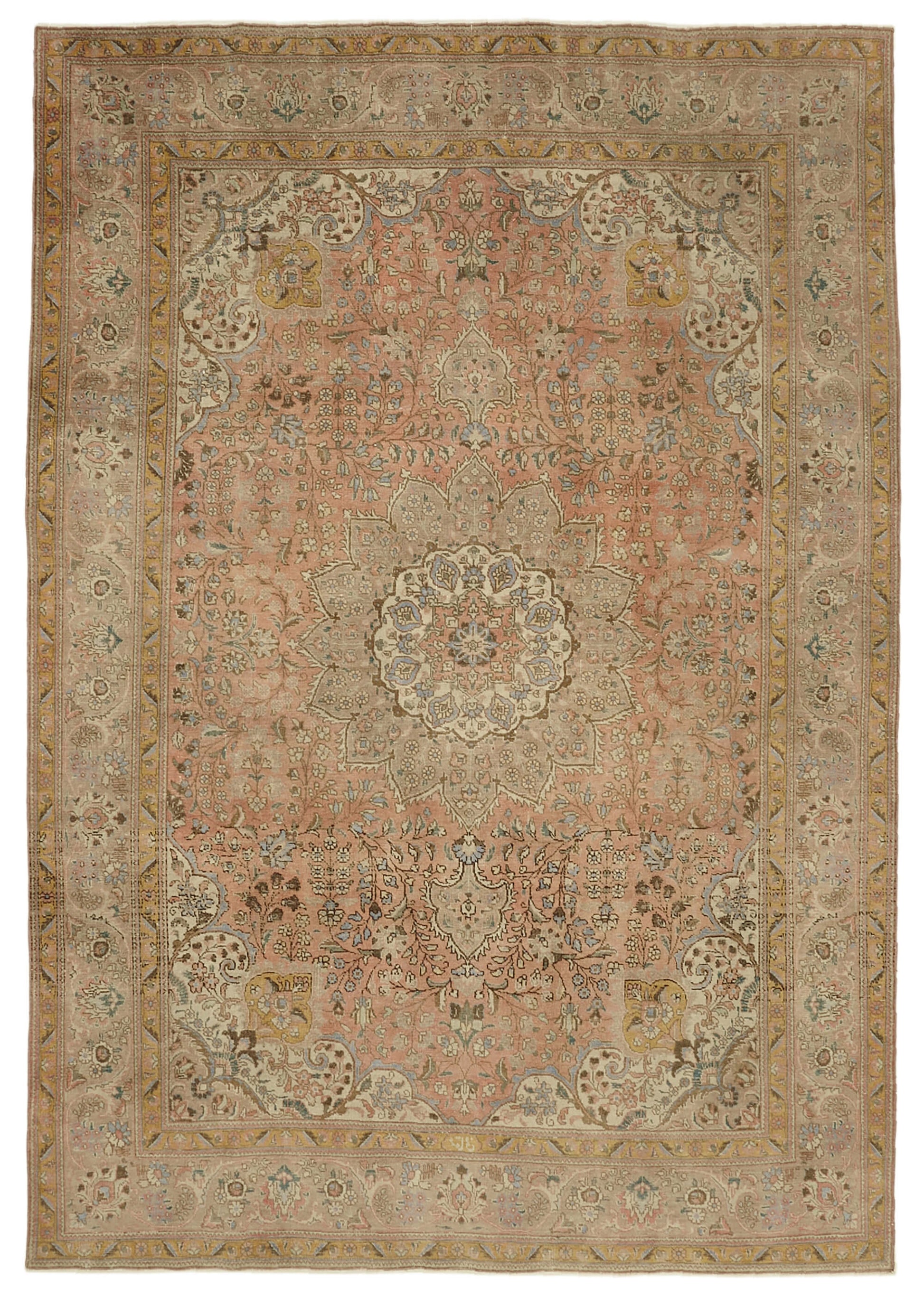 8x11 Beige Vintage Large Area Rug - 46421