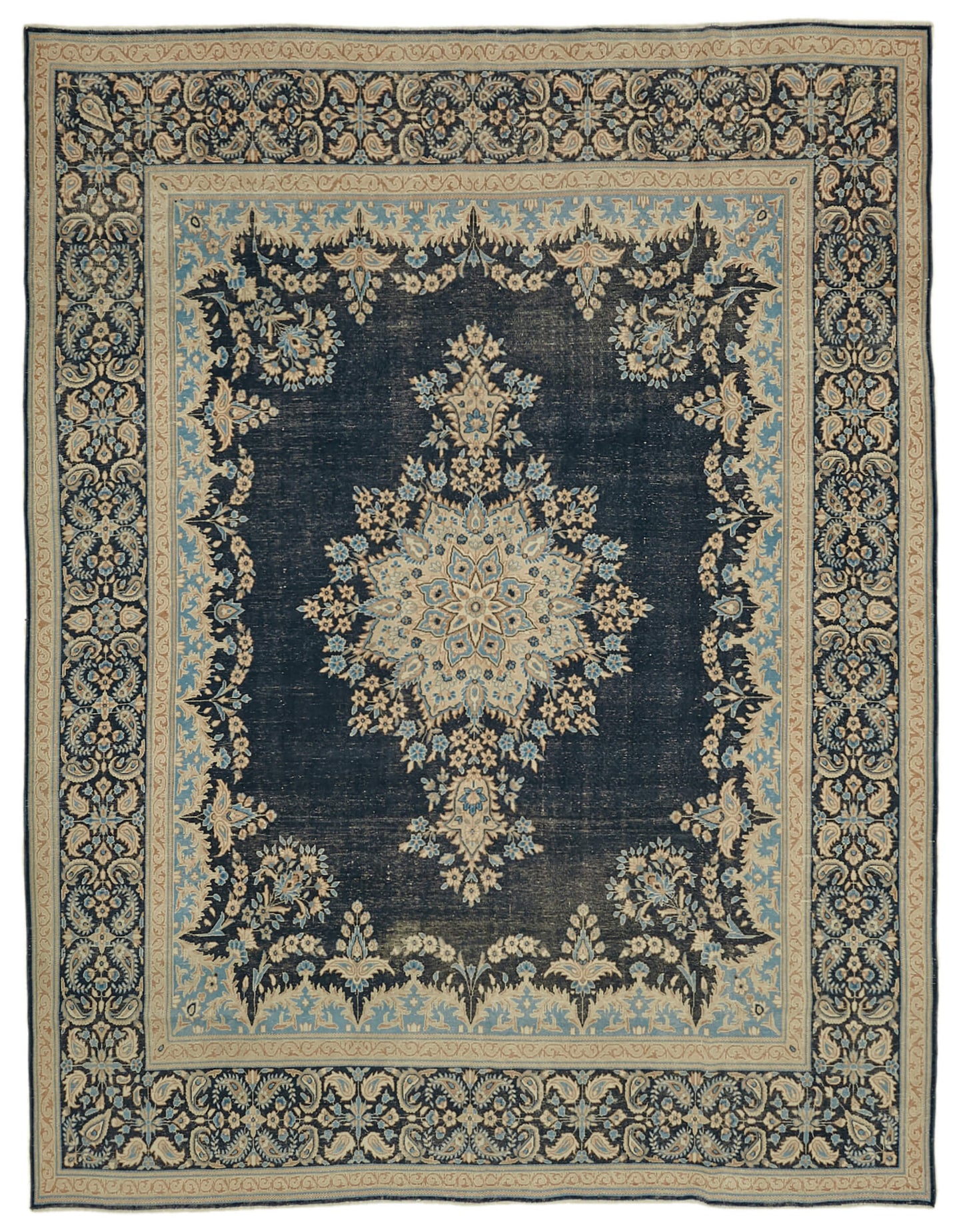 10x13 Blue Vintage Large Area Rug - 46430