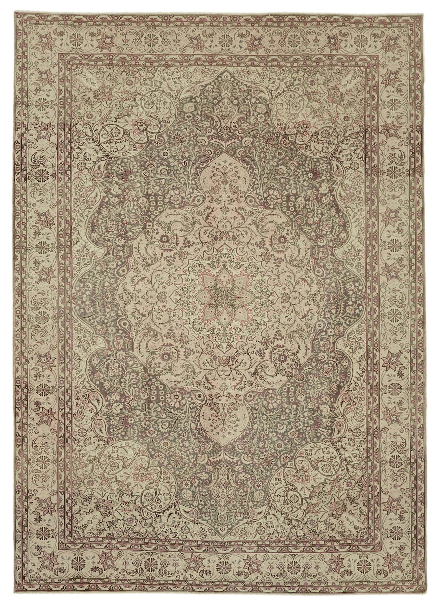 8x11 Beige Vintage Large Area Rug - 46439