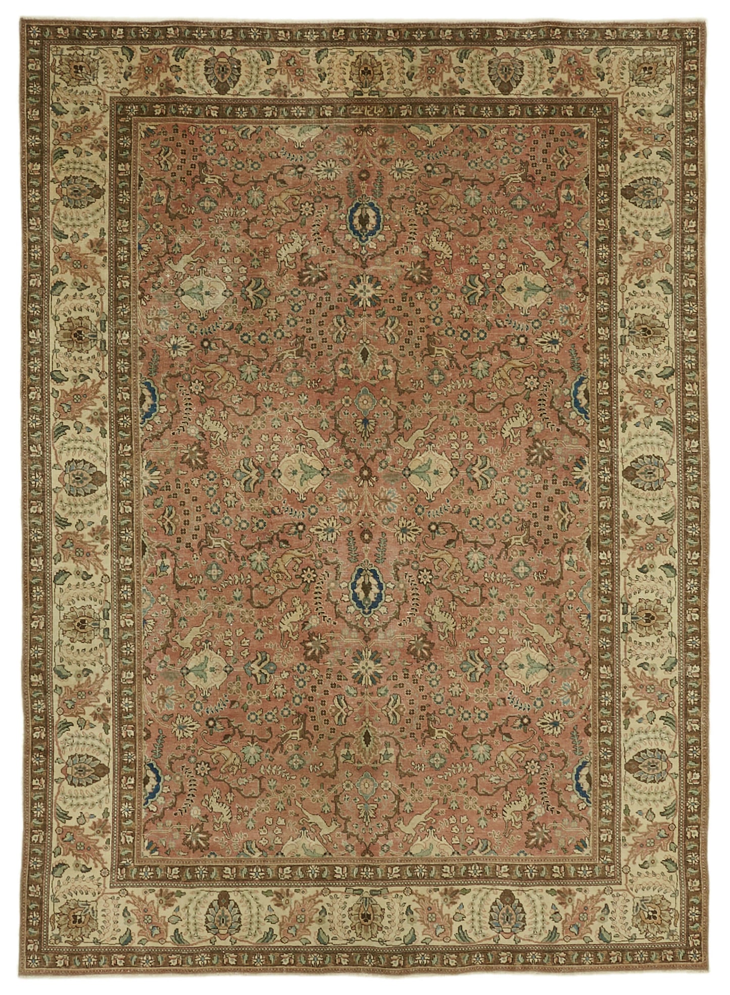 8x11 Beige Vintage Large Area Rug - 46441