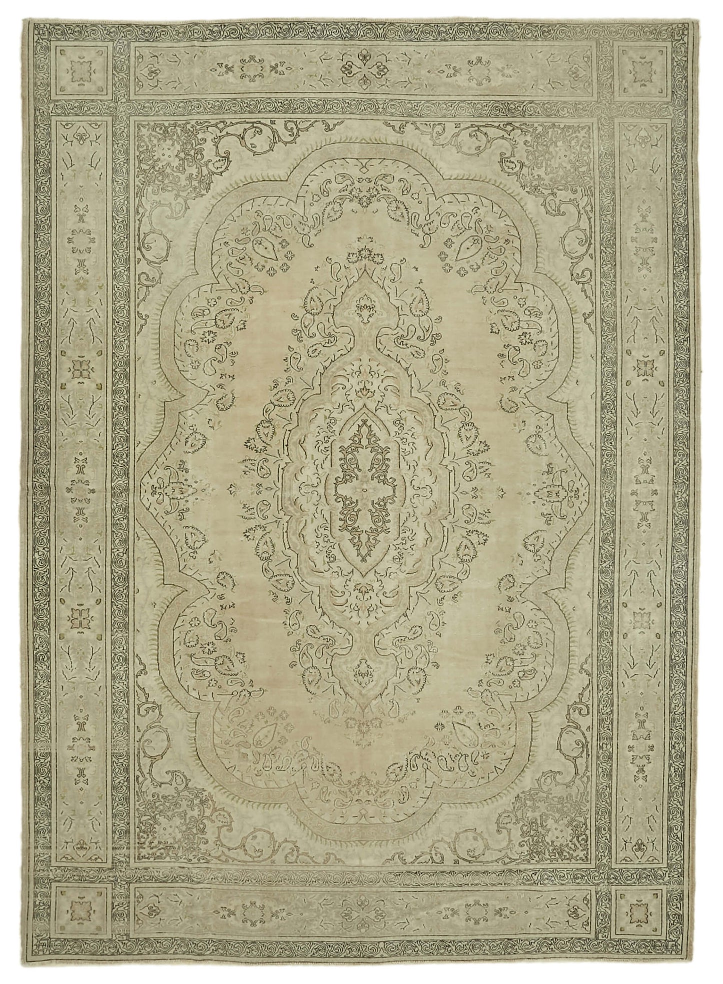 8x11 Beige Vintage Large Area Rug - 46447