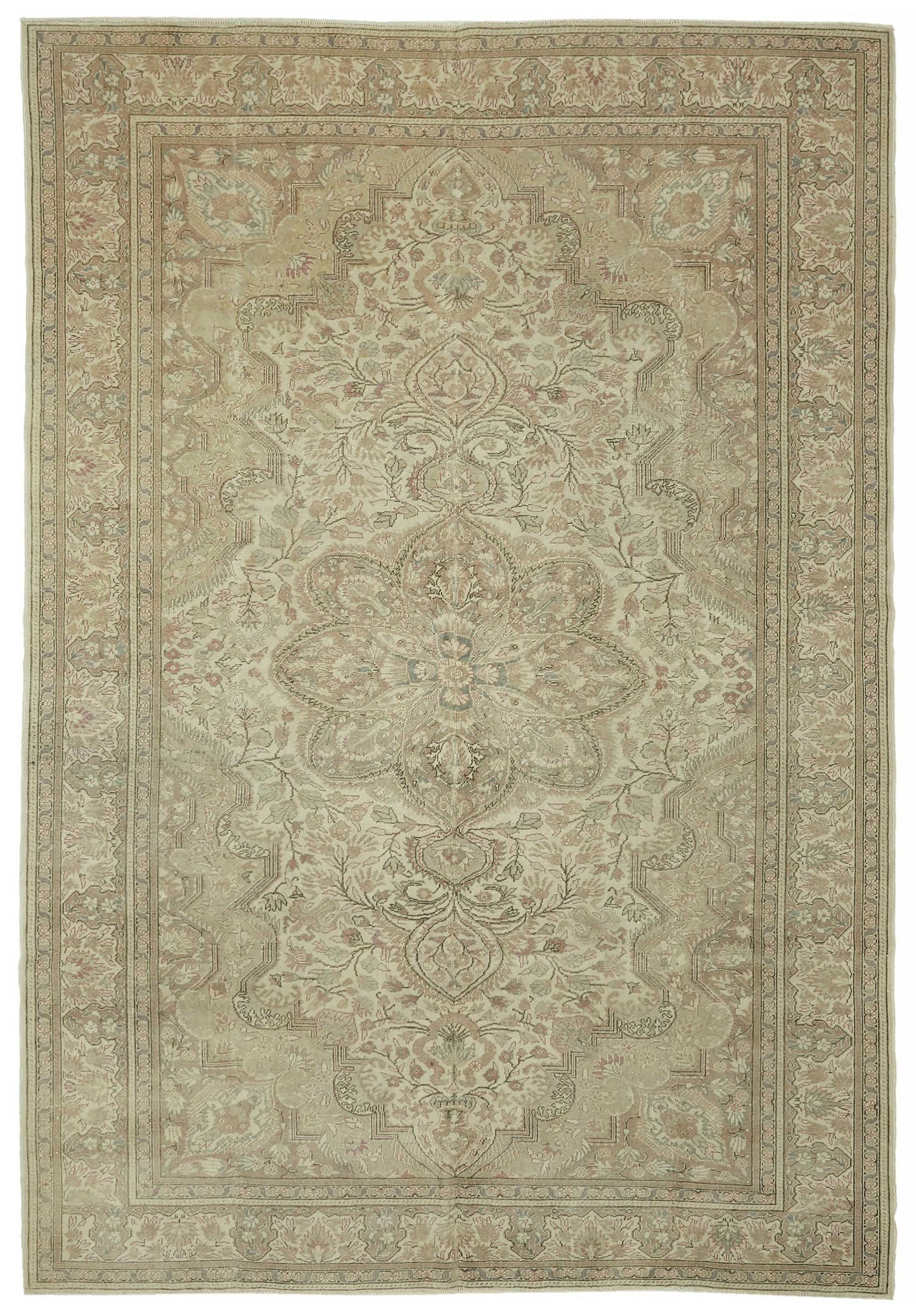 8x11 Beige Vintage Large Area Rug - 46510