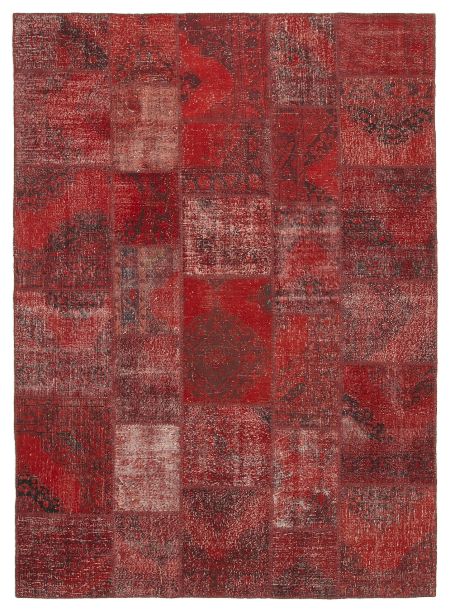 8x11 Red Patchwork Rug- 7924