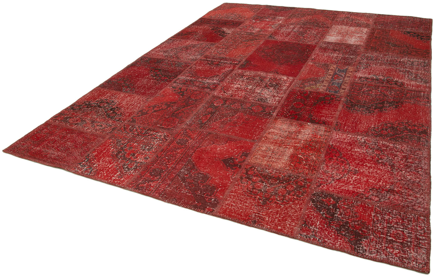 8x11 Red Patchwork Rug- 7924