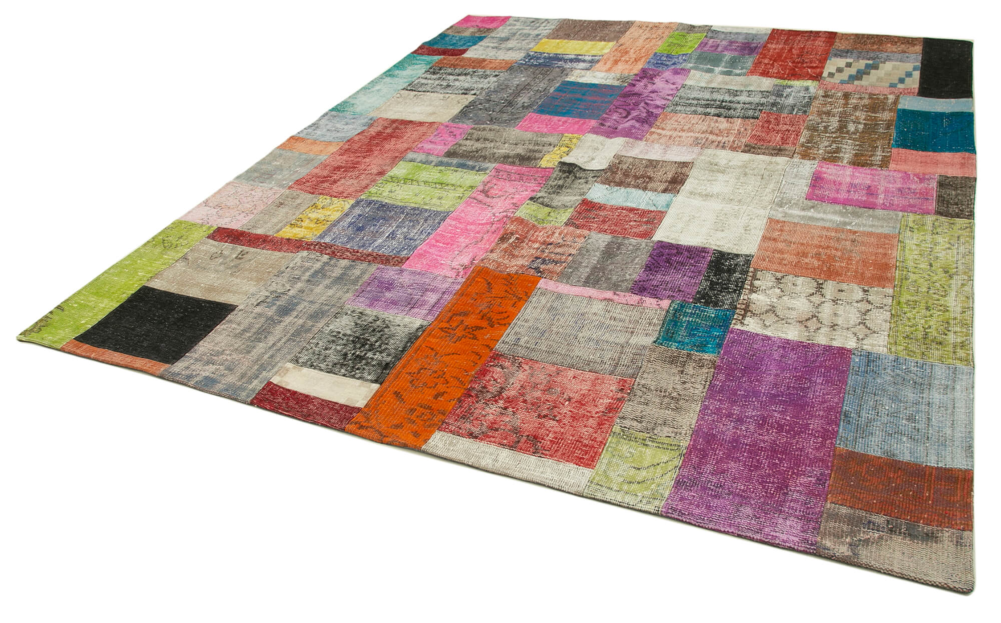 8x10 Multicolor Oriental Wool Patchwork Area Rug -10169