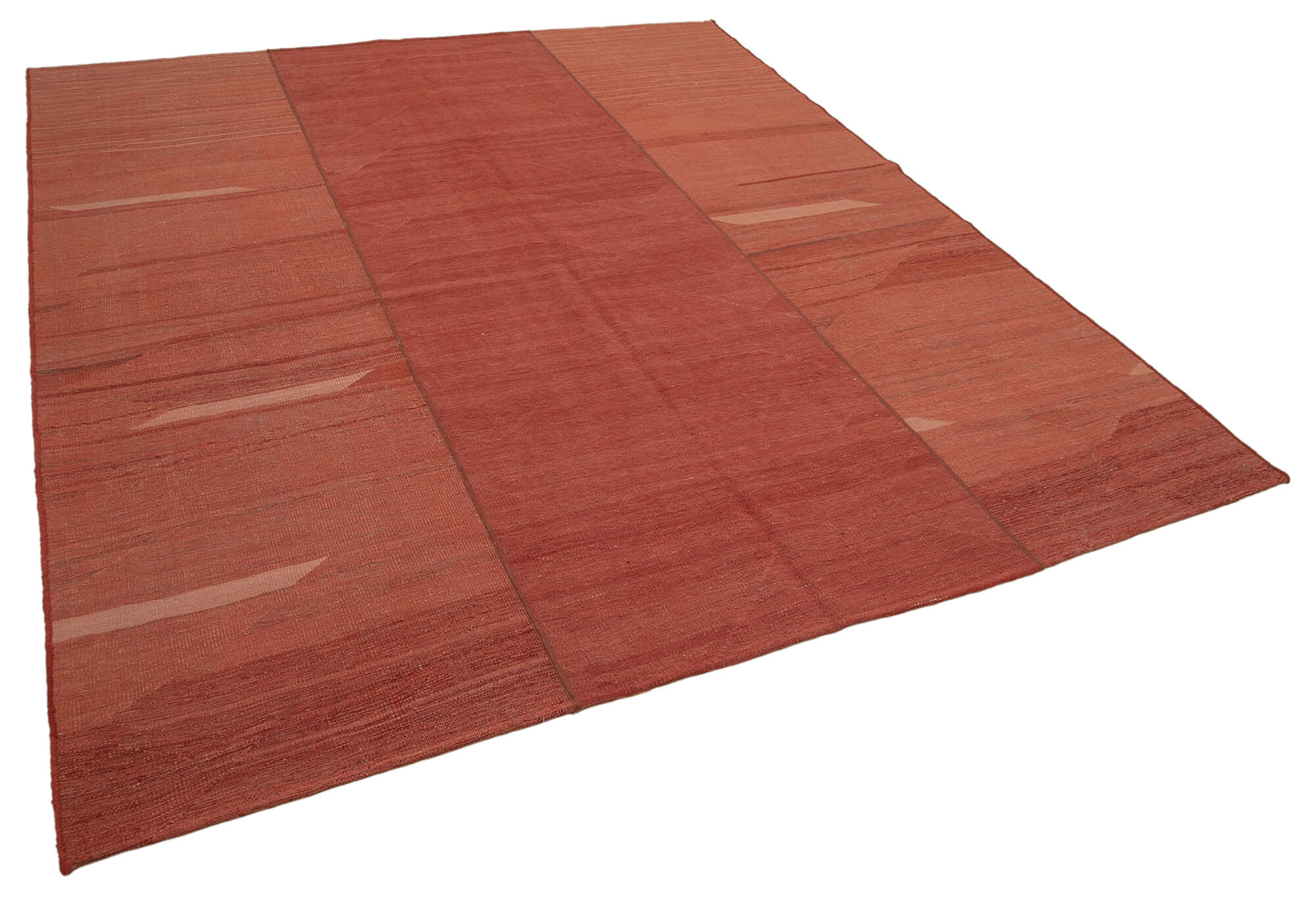 7x9 Red Wool Modern Geometric Kilim Rug -7982