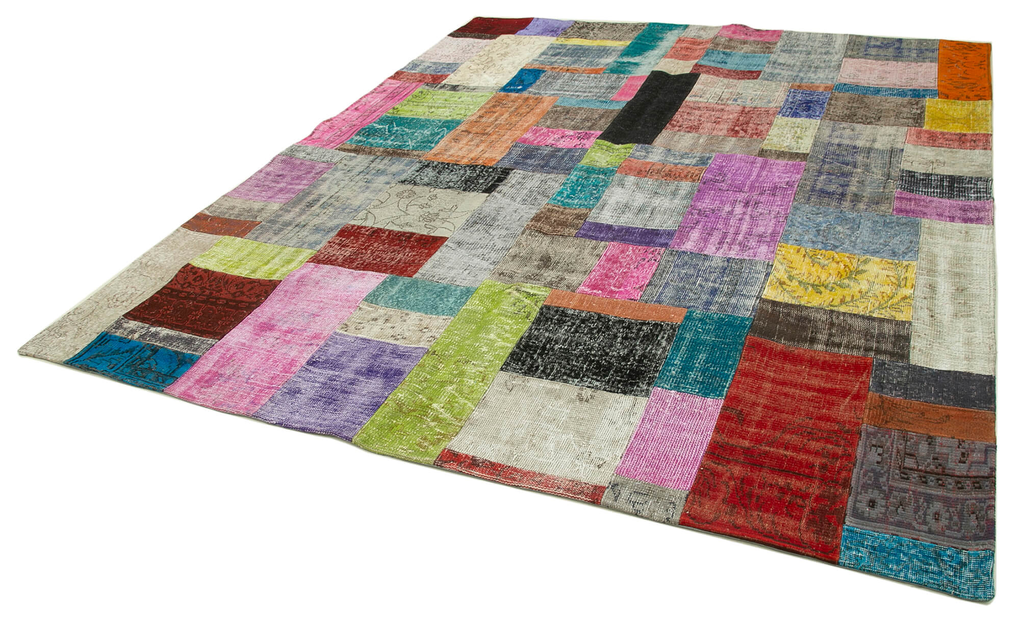 8x10 Multicolor Oriental Wool Patchwork Area Rug -10174