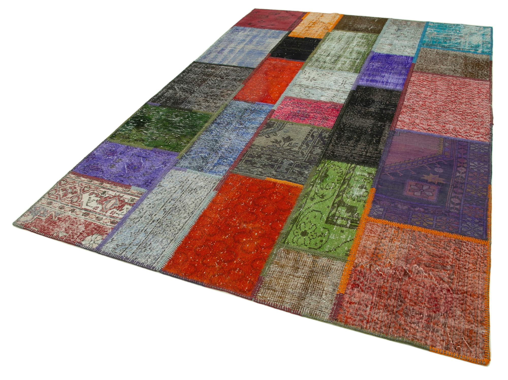 6x9 Multicolor Overdyed Wool Patchwork Area Rug -3330